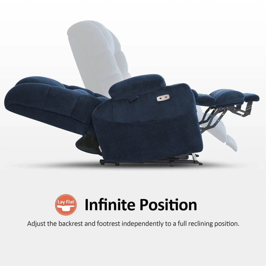 MCombo breiter Dual-Motor-Aufstehsessel mit Massage- und zweifacher Heizfunktion für große und kräftige Senioren, Stoff R7635