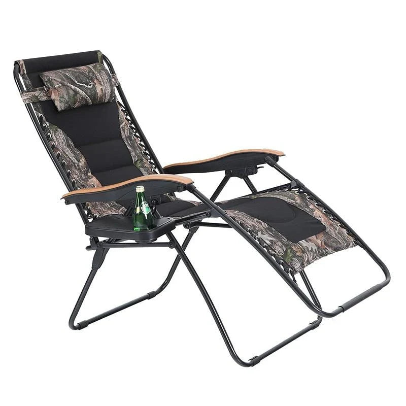 Sedia lounge imbottita oversize XL a gravità zero con bracciolo più largo, reclinabile regolabile e portabicchieri - N/A
