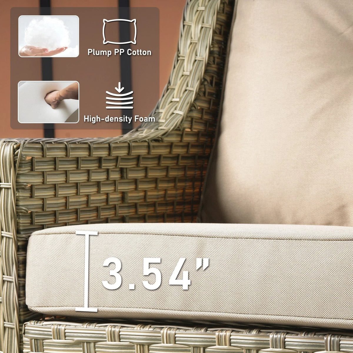 HOOOWOOO Set di 2 sedie da esterno per patio in vimini e rattan con schienale alto