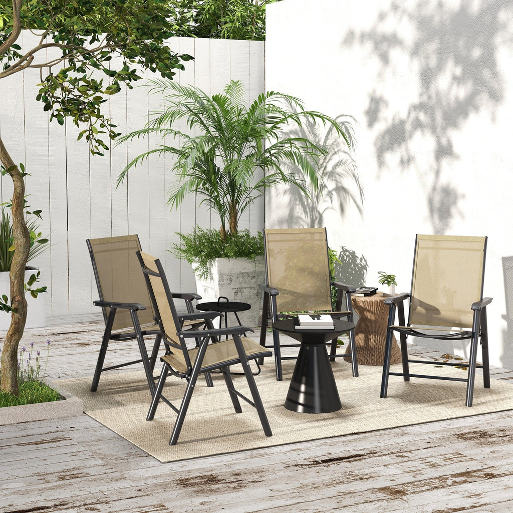Outsunny 4-teiliges faltbares Gartenstuhl-Set mit schlichtem und stilvollem Design, bequem für Terrasse, Garten, Hof und unterwegs