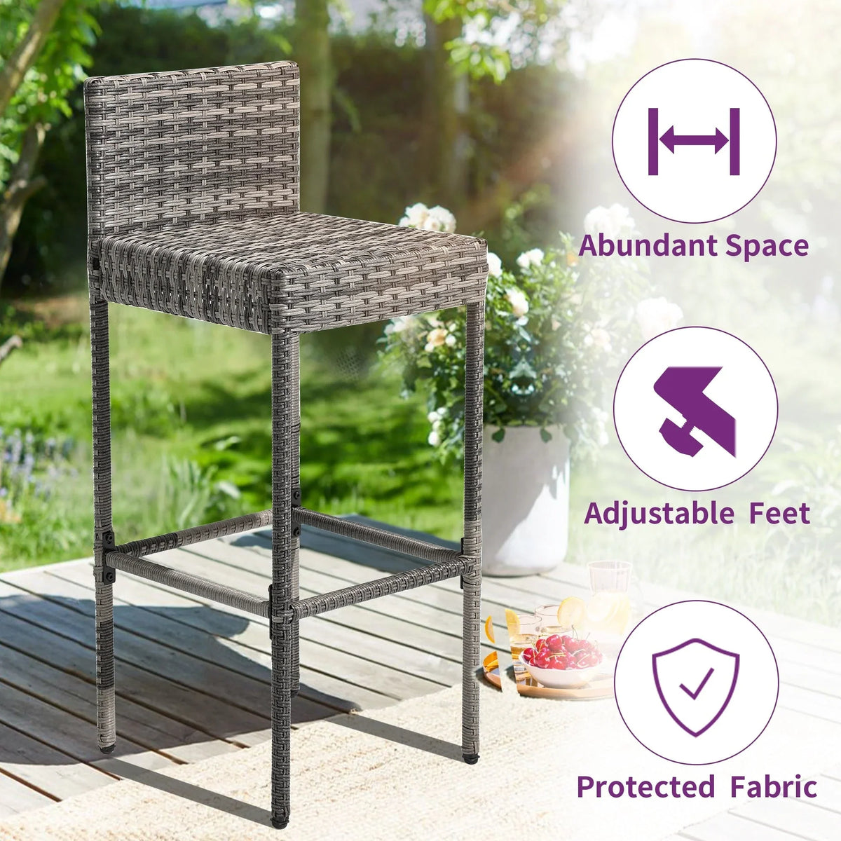 Set da bar da esterno in vimini Moasis da 5 pezzi - 5 PZ
