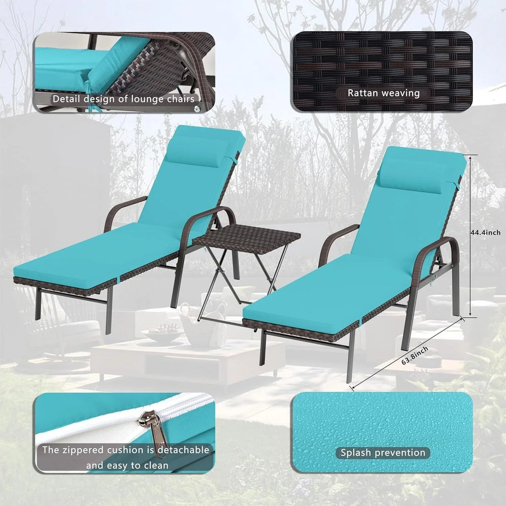 Set da 3 pezzi di chaise longue da esterno Kullavik