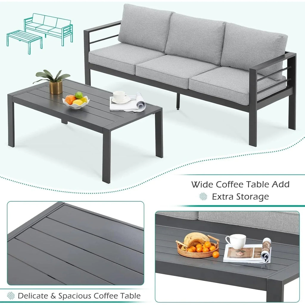 AECOJOY 7-teiliges Aluminiummöbel-Set für die Terrasse, Outdoor-Sitzgruppe