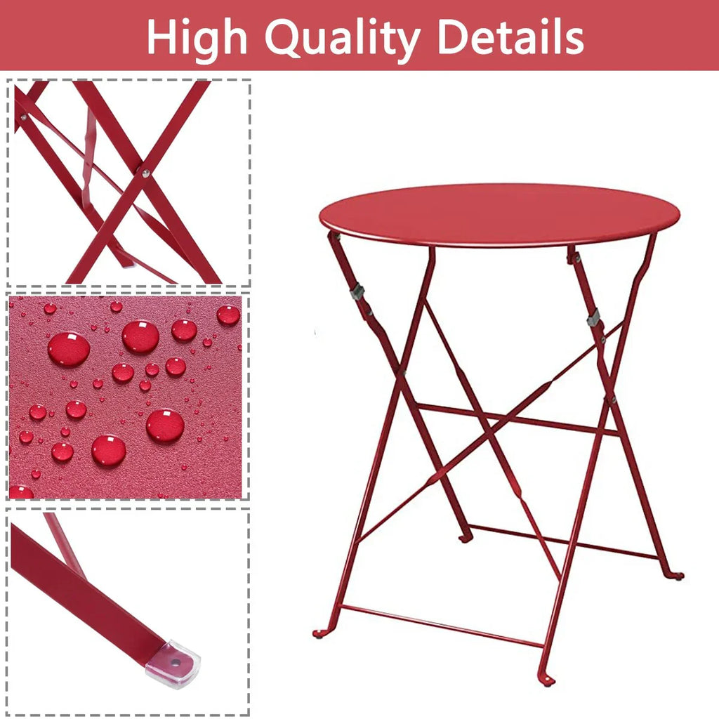 3-teiliges klappbares Bistro-Set aus Metall, wetterbeständiges Outdoor-/Indoor-Sitzset für Terrasse, Hof und Garten