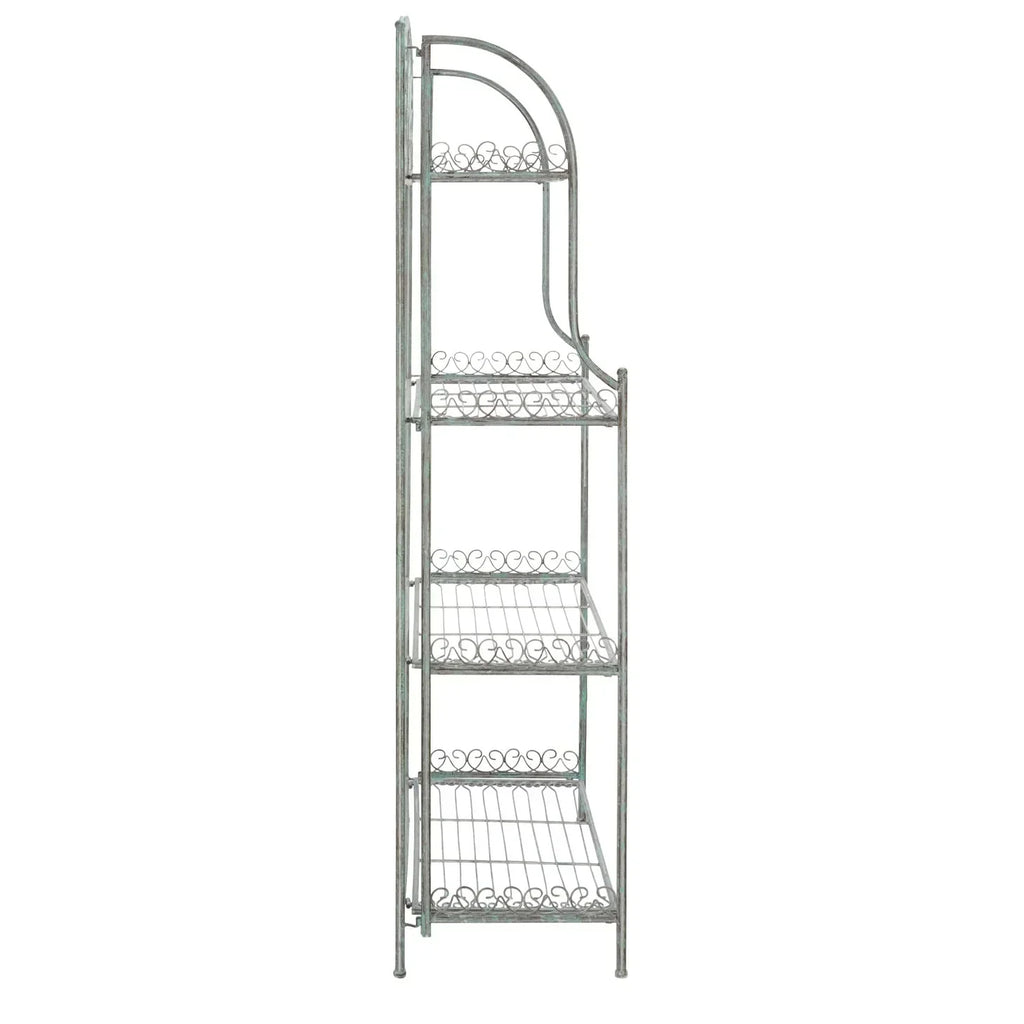 SAFAVIEH Bryn viktorianisches schmiedeeisernes Bäckerregal für den Außenbereich mit 4 Ebenen - 25 In. B x 15 In. T x 63 In. H - 25B x 15T x 63H