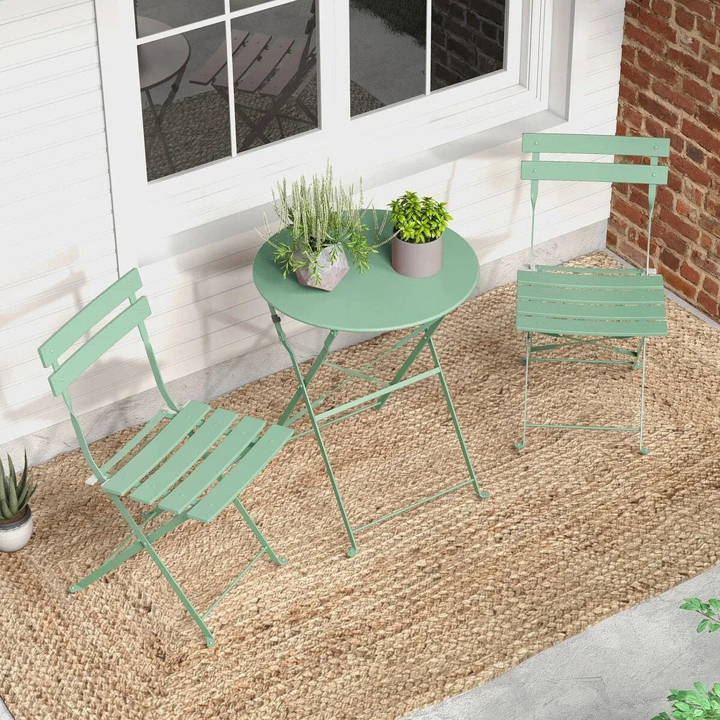 3-teiliges klappbares Bistro-Set aus Metall, wetterbeständiges Outdoor-/Indoor-Sitzset für Terrasse, Hof und Garten