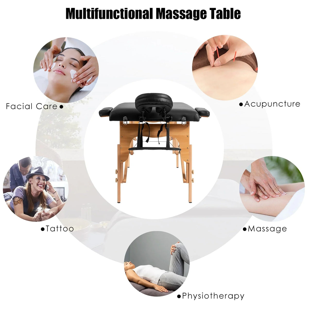 84L draagbare massagetafel, verstelbaar gezichts-spabed en tattoo-bed met draagtas