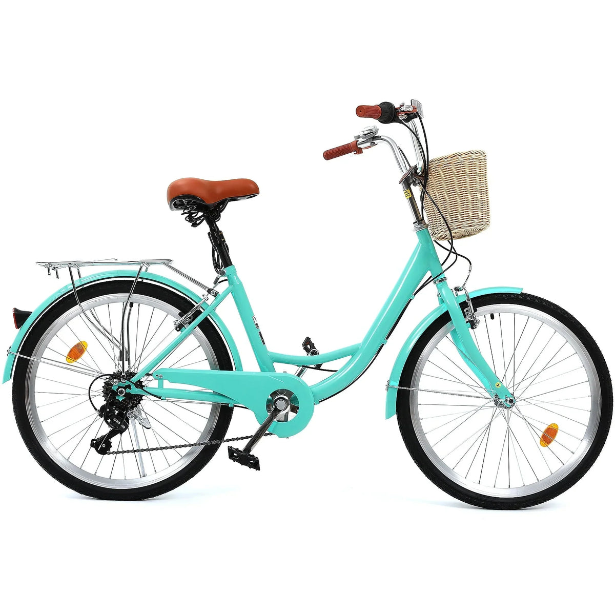 Moasis24/ 26-Zoll-Cruiser-Fahrrad mit 7 Gängen, verstellbarem Durchstieg, Pendlerfahrrad