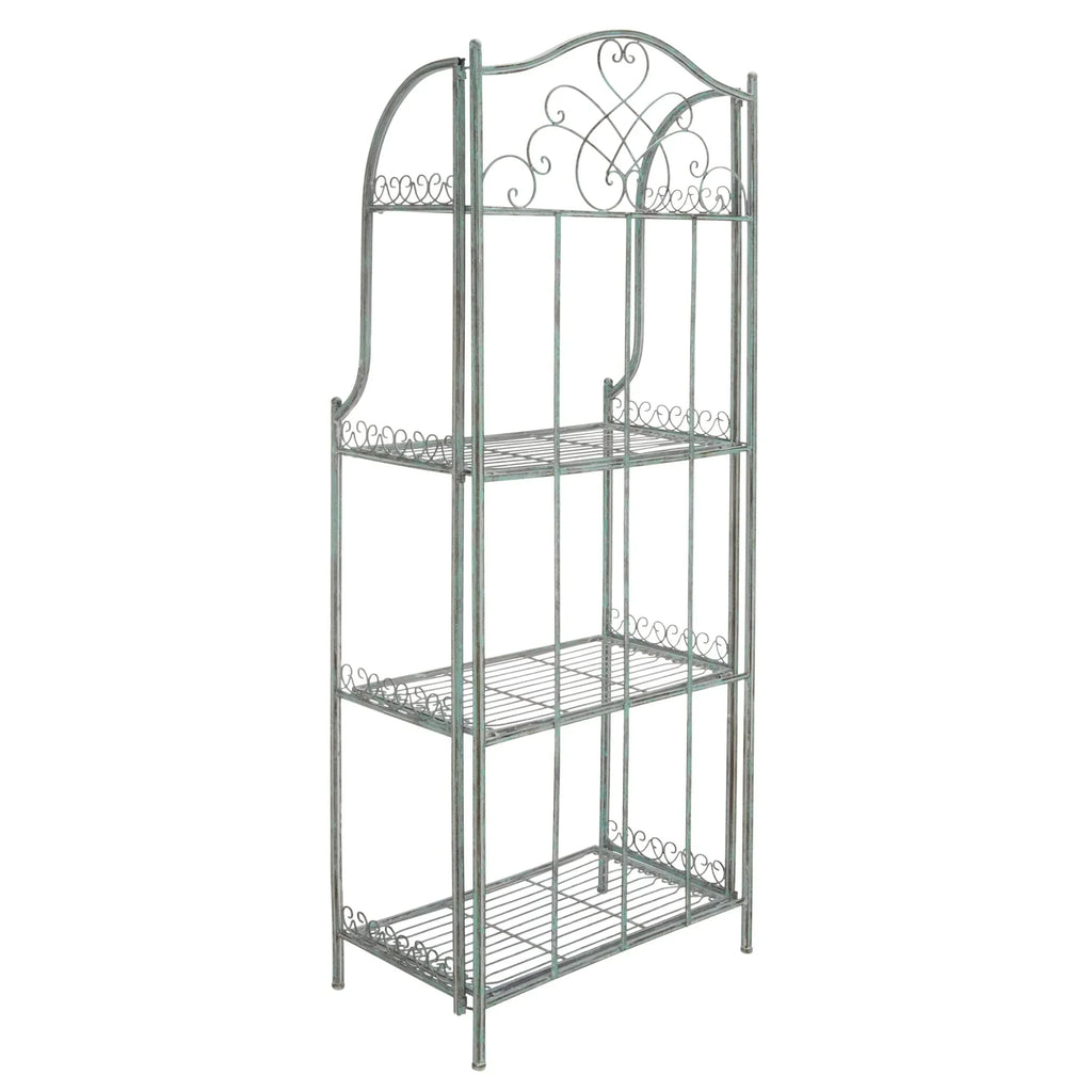 SAFAVIEH Bryn viktorianisches schmiedeeisernes Bäckerregal für den Außenbereich mit 4 Ebenen - 25 In. B x 15 In. T x 63 In. H - 25B x 15T x 63H