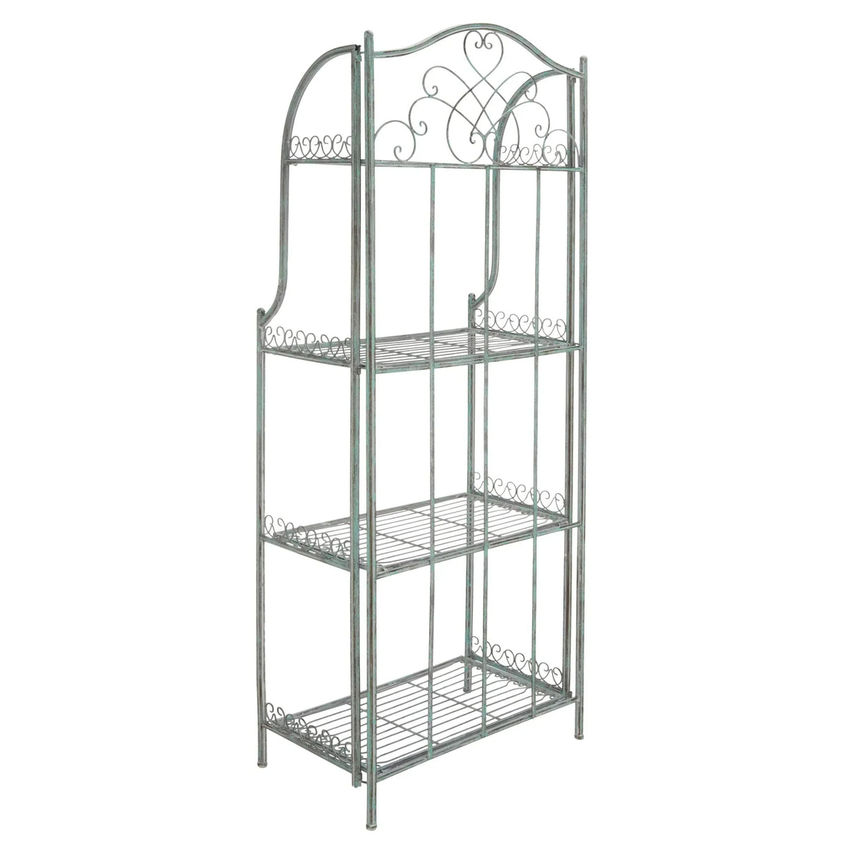 SAFAVIEH Bryn viktorianisches schmiedeeisernes Bäckerregal für den Außenbereich mit 4 Ebenen - 25 In. B x 15 In. T x 63 In. H - 25B x 15T x 63H