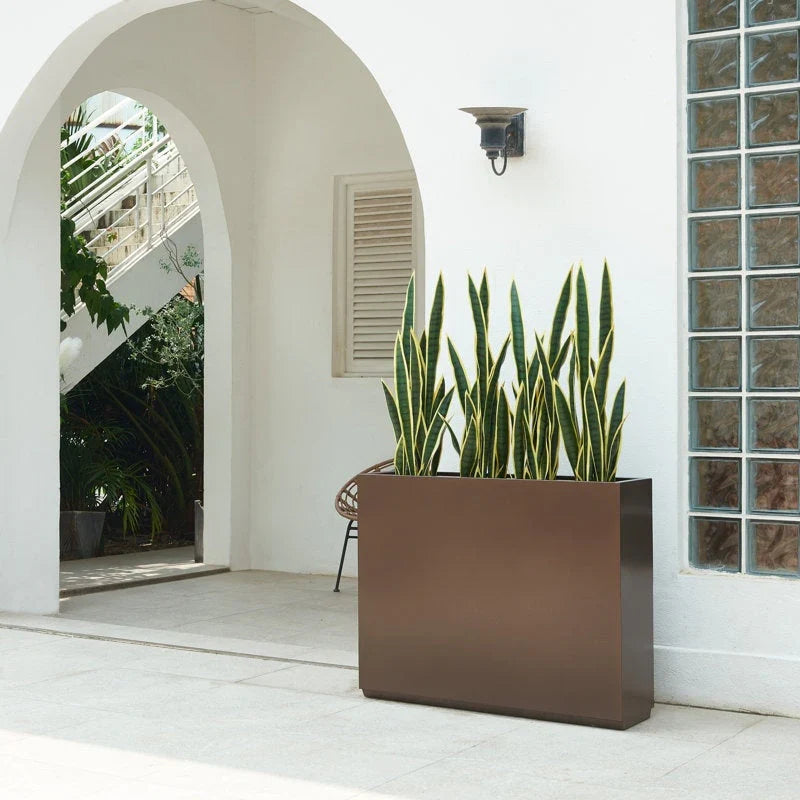 Zware metalen plantenbak voor buitenplanten, hoge en lange metalen plantenbak met scheidingswand van 38Lx10Wx30H inch - 38x30x10