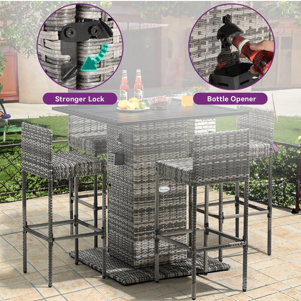 Set da bar da esterno in vimini Moasis da 5 pezzi - 5 PZ