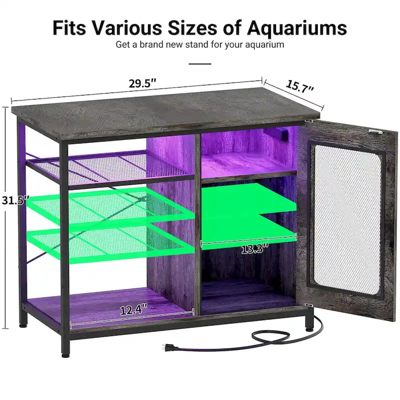 Aquariumaquariummeubel voor 20-29 gallon met stopcontacten en ledverlichting