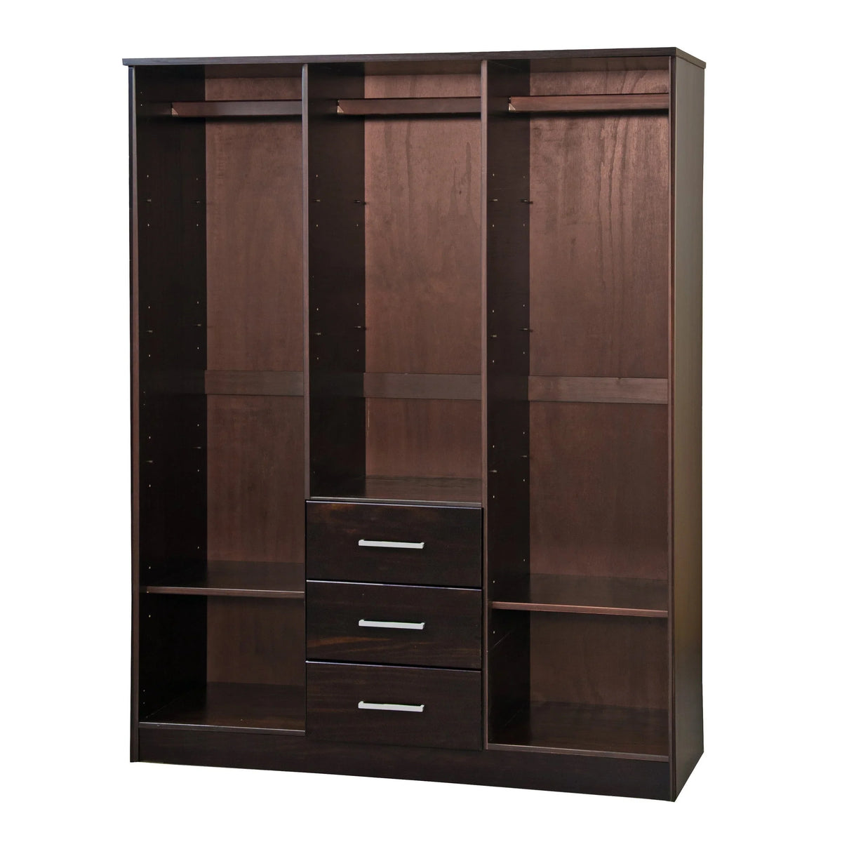 Palace Imports Cosmo 3-türiger Kleiderschrank aus 100 % Massivholz mit Türen aus Massivholz oder Spiegelglas