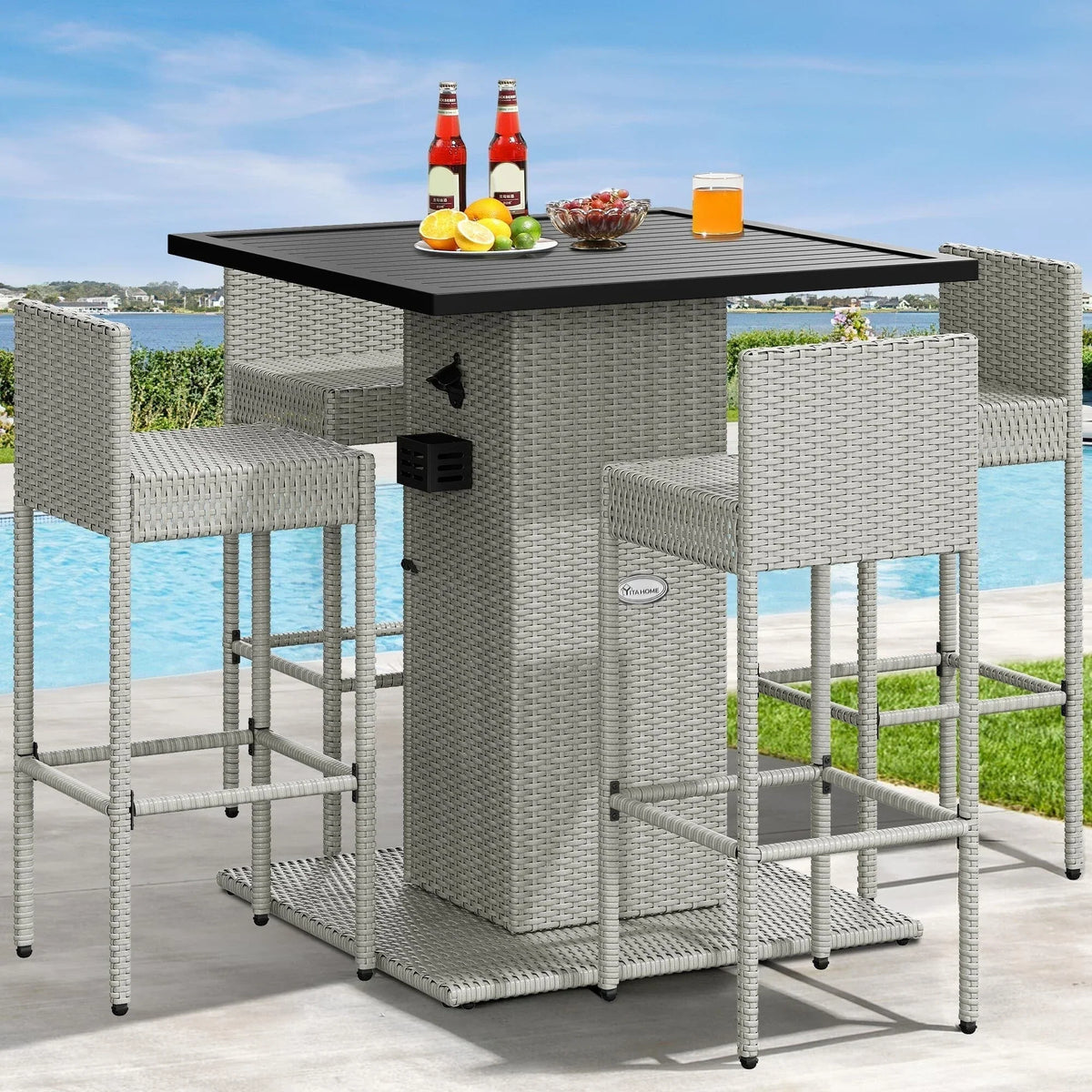 Set da bar da esterno in vimini Moasis da 5 pezzi - 5 PZ