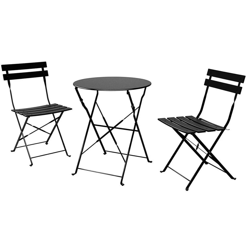 3-teiliges klappbares Bistro-Set aus Metall, wetterbeständiges Outdoor-/Indoor-Sitzset für Terrasse, Hof und Garten