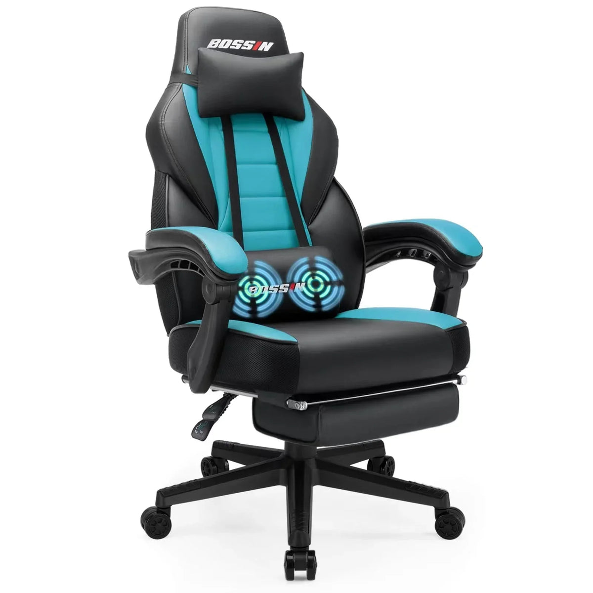 Sedia da gaming BOSSIN in stile racing, portata 300 lbs, sedia da gaming per persone alte e robuste, con schienale alto