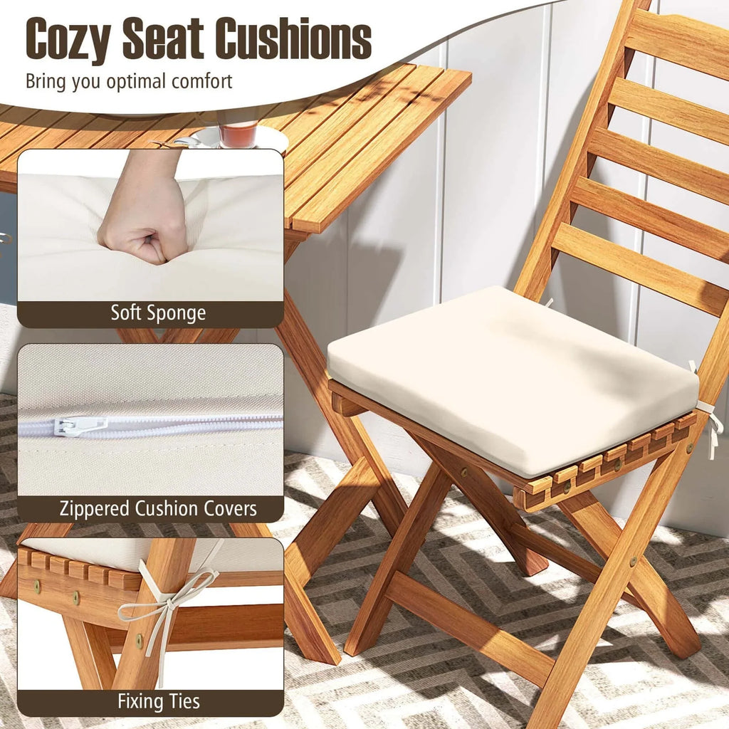 Patiojoy 3-teiliges faltbares Bistro-Set mit abnehmbaren Sitzpolstern - Details anzeigen