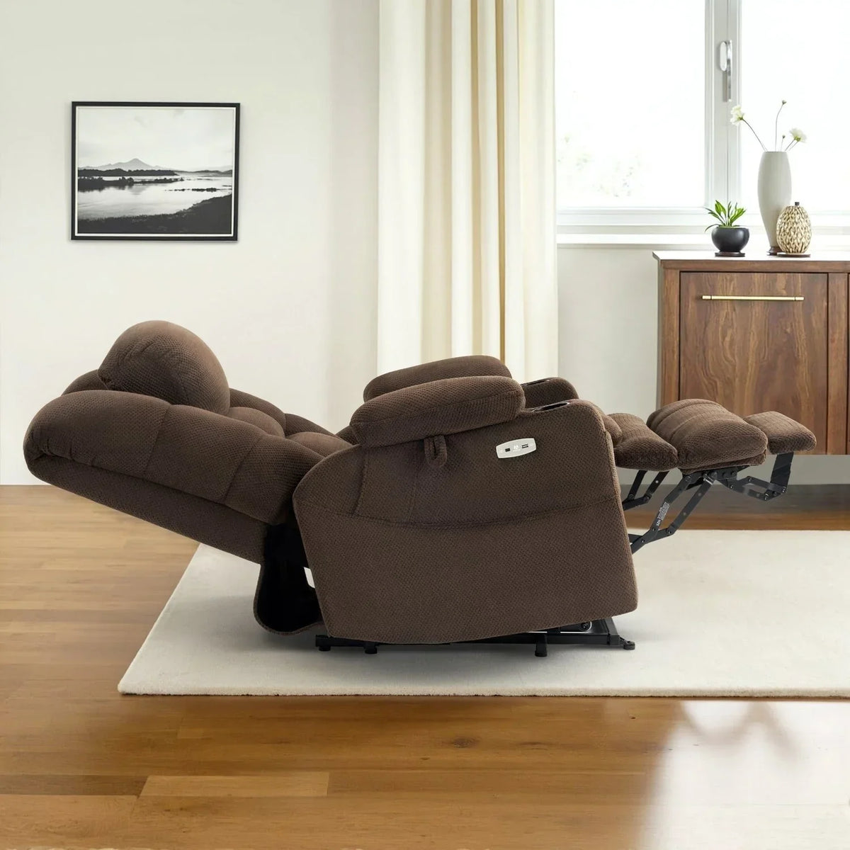 MCombo breiter Dual-Motor-Aufstehsessel mit Massage- und zweifacher Heizfunktion für große und kräftige Senioren, Stoff R7635
