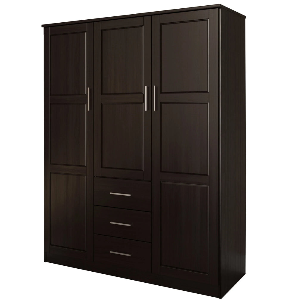 Palace Imports Cosmo 3-türiger Kleiderschrank aus 100 % Massivholz mit Türen aus Massivholz oder Spiegelglas