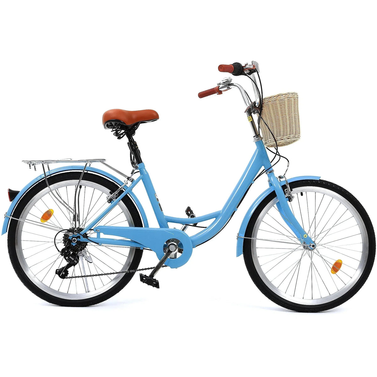 Moasis24/ 26-Zoll-Cruiser-Fahrrad mit 7 Gängen, verstellbarem Durchstieg, Pendlerfahrrad